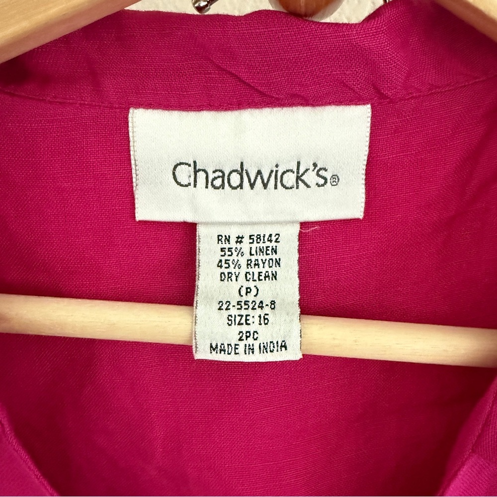 Chadwick's vintage hot purple pink linen blend pants and shirt set Size 16 - Picture 3 of 11